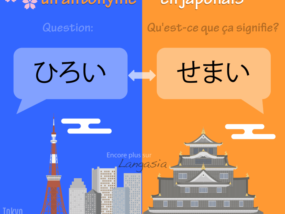 Antonyme en japonais - ひろい large VS せまい étroit
