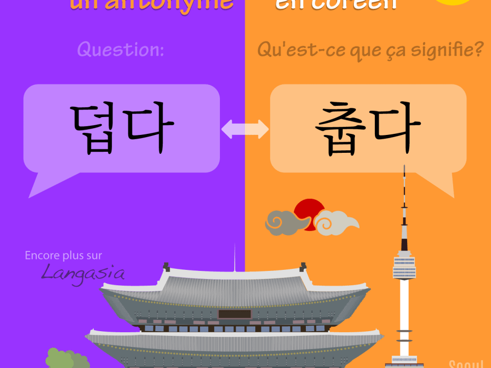 Antonyme en coréen - 덥다 être chaud VS 춥다 être froid