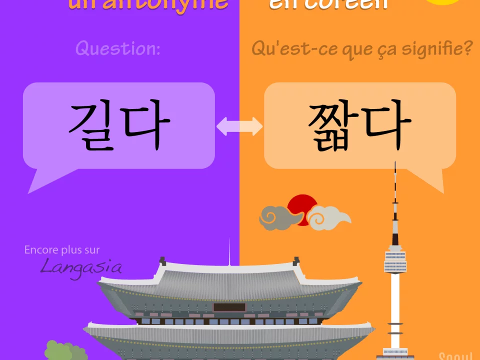 Antonyme en coréen - 길다 être long VS 짧다 être court